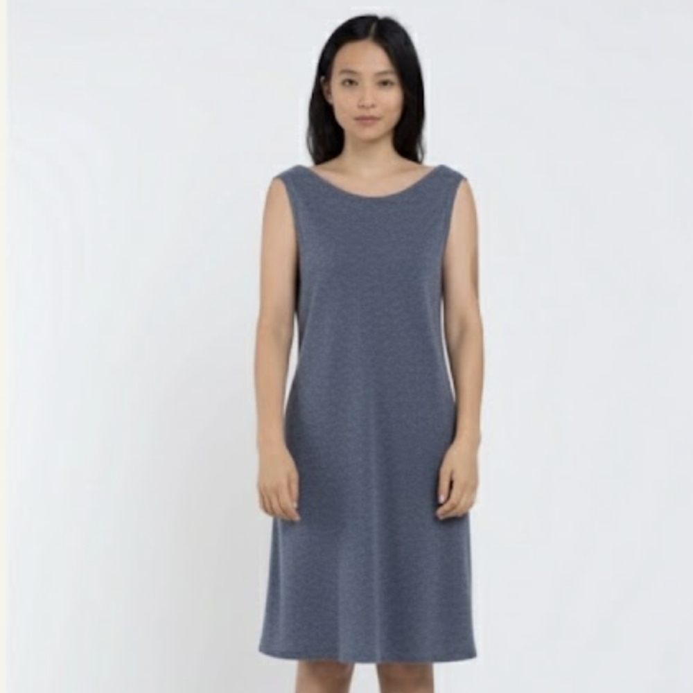 KAAREM | Beryl Low Back Dress Slate Heather Blue Gray Textured Ribbed Size XS